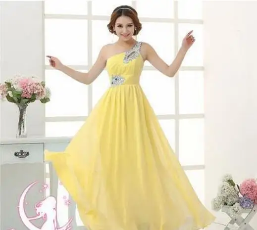 Breve elegante Vestido de Um Ombro Baratos Coral Damas De Honra Vestidos Longos шифоновое платье 2017 | Свадьбы и