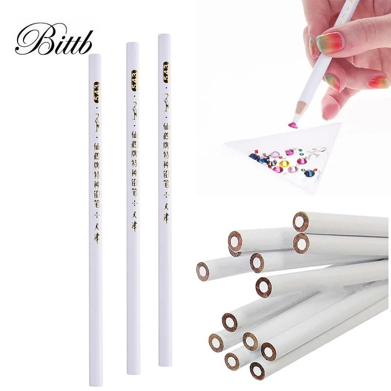 Bittb 3 шт. белая ручка для ногтей стразы дизайна блестящие камни алмазный карандаш