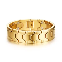 mens bracelets stainless steel health therapy bracelet for men gold color gents luxury jewelry