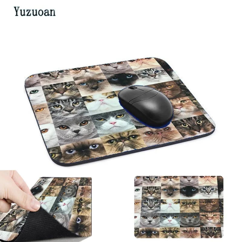 Yuzuoan Custom lovely Cat Face Animal компьютерный коврик для мыши игровой Padmouse геймер Настольный