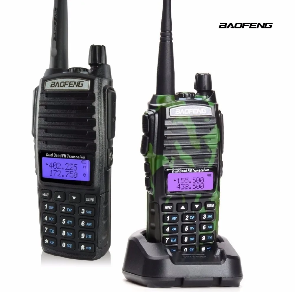 

Baofeng UV-82 Dual Band U/V Walkie Talkie FM SOS Flashlight with Double PTT Earpiece 5W Transmit Power Handheld Two Way Radio