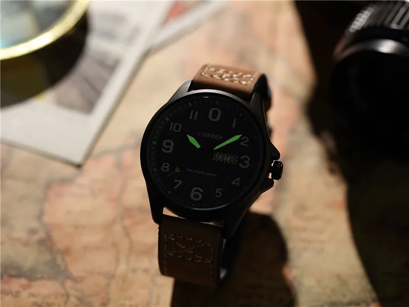Часы CURREN Мужские кварцевые аналоговые роскошные брендовые в стиле милитари