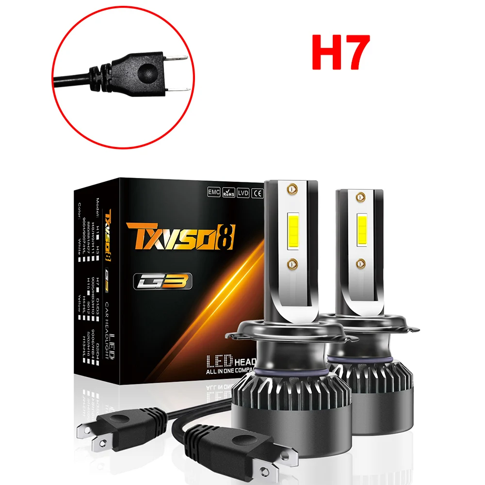 2 шт. H7 светодиодный фар автомобиля лампы H1 H4 Мини светодиодный H7 H8 H9 H11 15000LM фары Наборы 9005 HB3 9006 HB4 Авто 9 В, 12 В, 24 В постоянного тока, светодиодный лампы