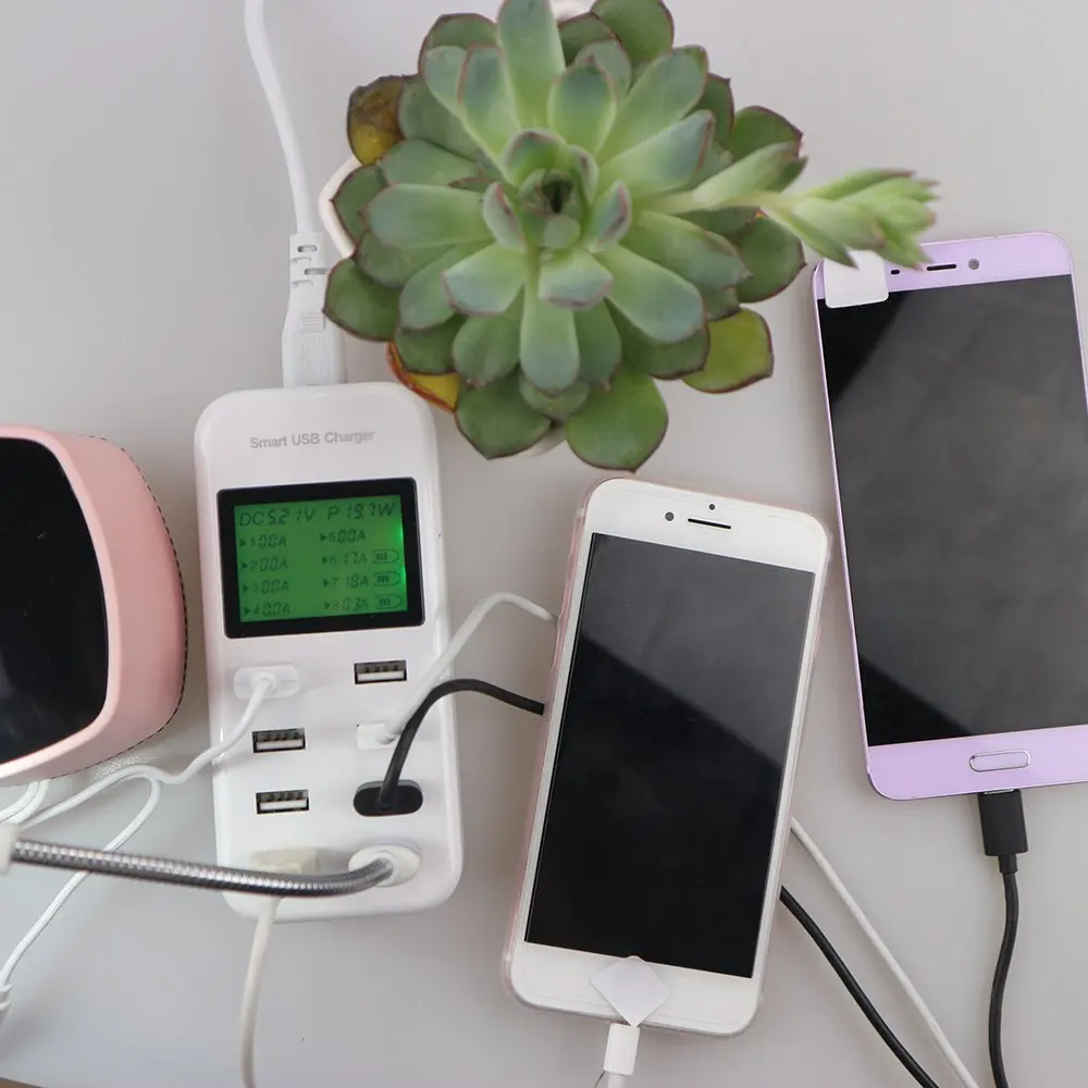 8 портов USB HUB зарядное устройство 5В/8А настольный ЖК-экран зарядная станция