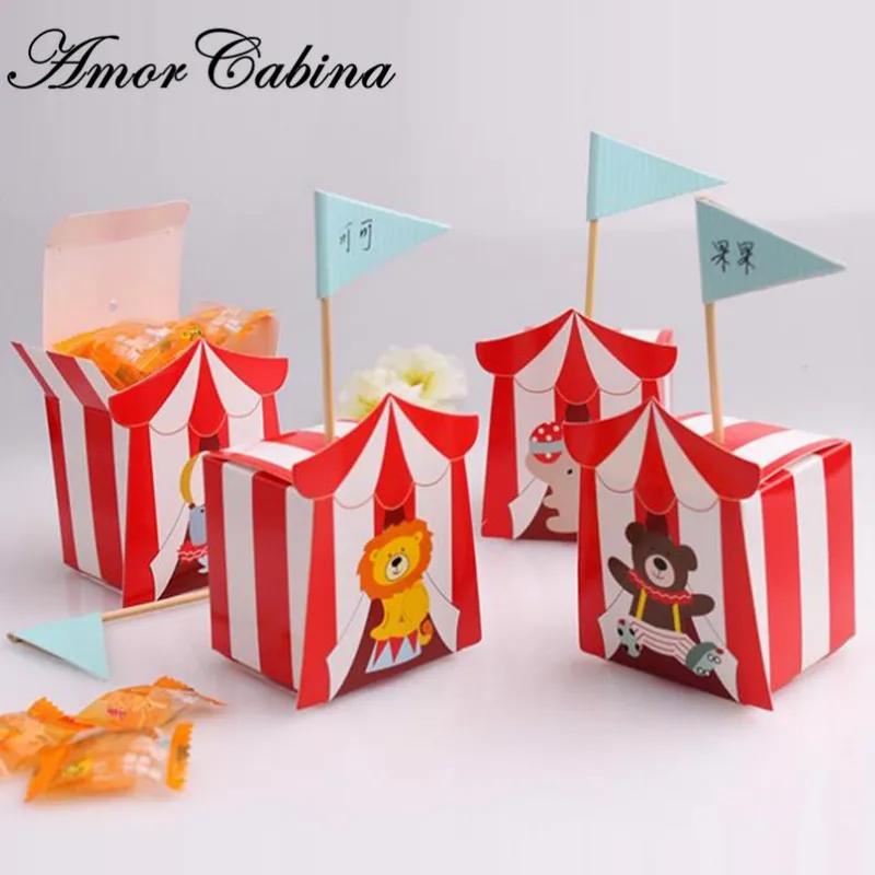 

50pcs Creative circus theme party supplies cartoon candy box children birthday Christmas party decorations baby bath supplies