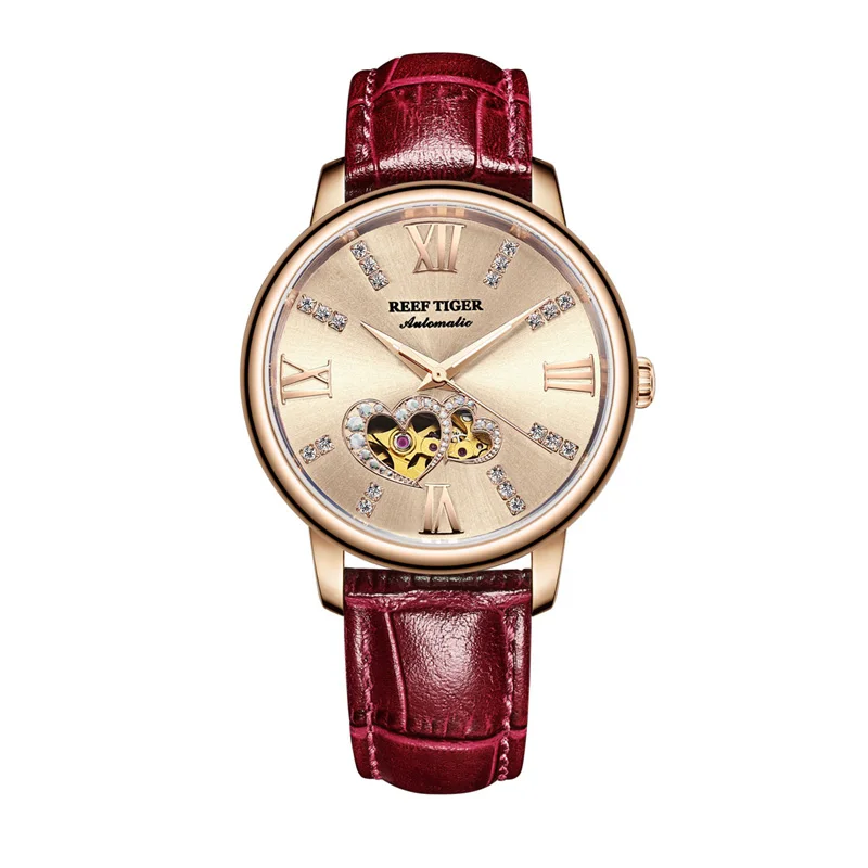 Reef Tiger/RT лучший бренд роскошные женские часы Reloj Mujer женские модные автоматические механические часы Relogio Feminino+ коробка RGA1580 - Цвет: 2