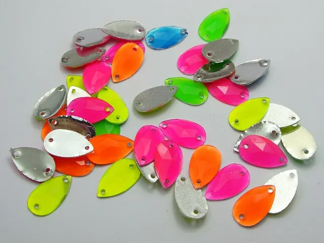 100 смешанных неоновых цветов с плоской задней стороной акриловые каплевидные