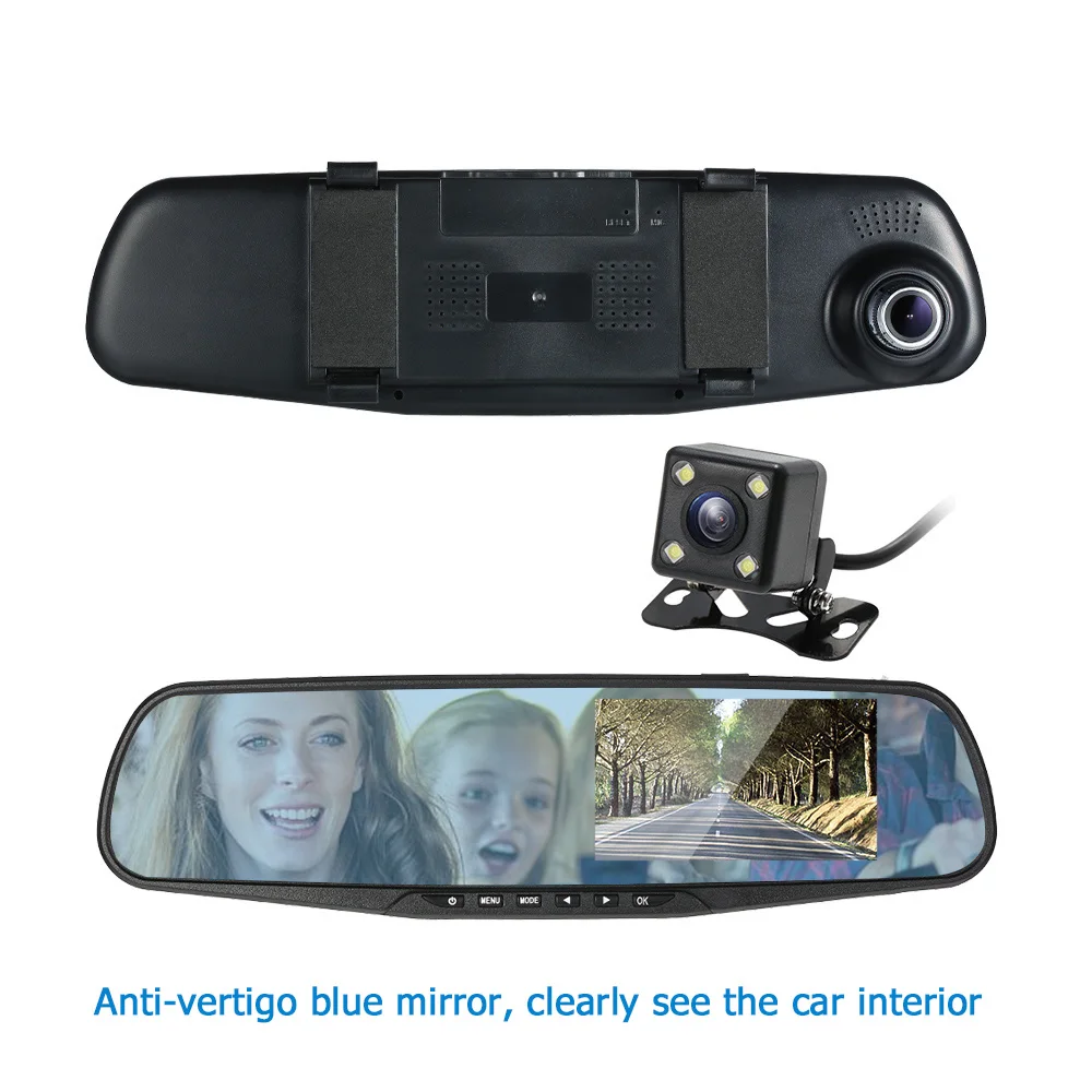 Dashcam DVR Автомобильный видеорегистратор Даш Cam РЕГИСТРАТОР FHD 1080P 4 3 ''Двойной
