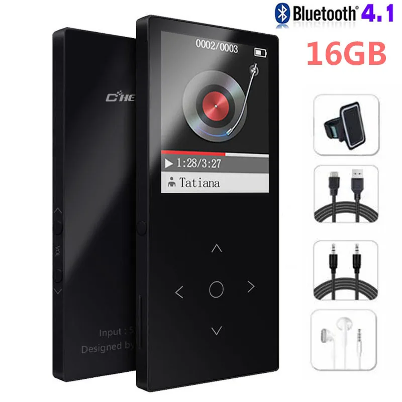 ChenFec-C8-Set Bluetooth 4,2 MP3 плеер 16 Гб сенсорный ключ 1,8 дюймов цветной экран без потерь Музыкальный плеер Поддержка FM, запись, поддержка SD до 128 ГБ - Цвет: ChenFec-C8-Set