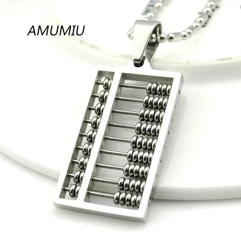 AMUMIU 2021 Модное Новое ожерелье с подвеской Abacus 316L из нержавеющей стали