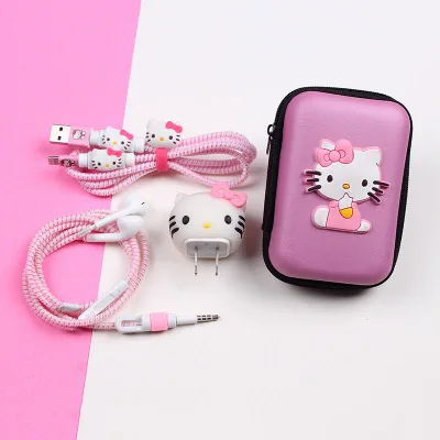 Хороший подарок милый мультфильм USB кабель наушники протектор набор с кабелем Стикеры для намотки Спиральный шнур протектор для iphone 5 6 6s 7plus
