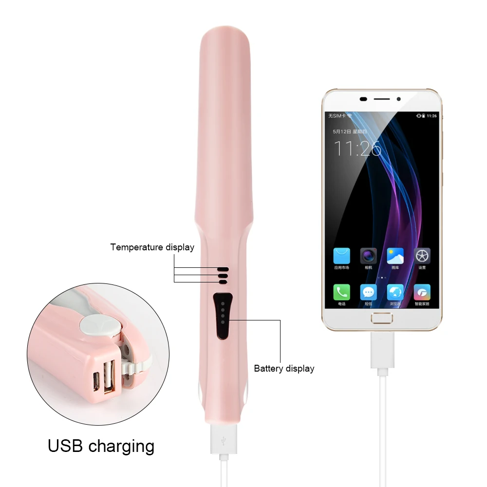Wireless USB Hair Straighteners Fast Heating Flat Iron Ceramic Curler Curling Irons Charger Straightening | Электроника