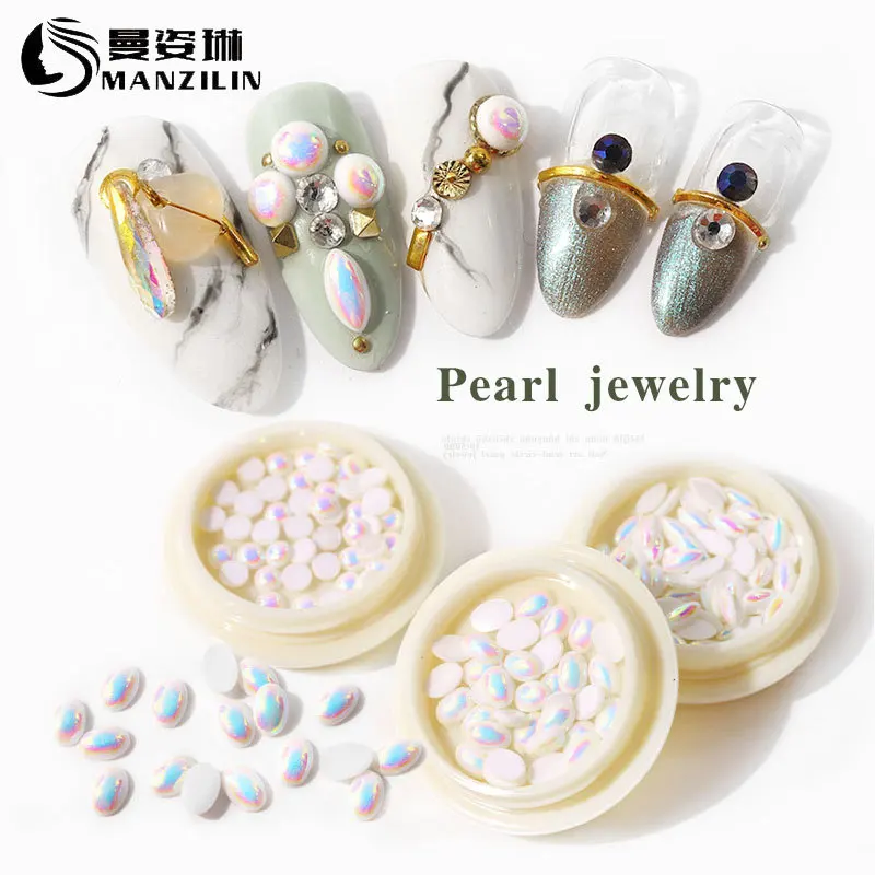 Украшения для ногтей в форме бриллиантов жемчужное покрытие AB плоское дно