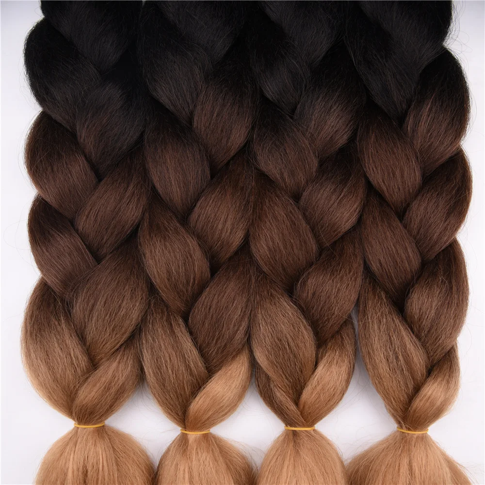 Омбре, синтетические плетеные волосы, Sallyhair, 24 дюйма, 3 тона, цветные, вязанные крючком, огромные косички, высокотемпературное волокно, объемные накладные волосы