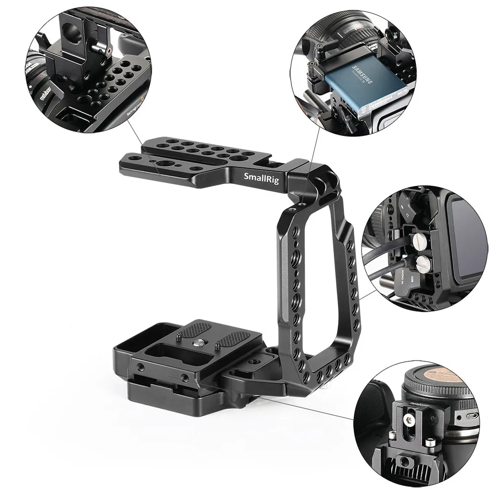 SmallRig QR Половина Клетка для Blackmagic Дизайн Карманный кинотеатр камера BMPCC 4K 6K со встроенной Manfrotto 501PL пластина NATO Rail-2255