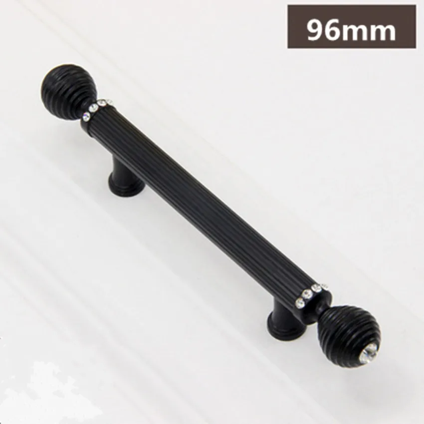 96mm black 192 мм современная мода Делюкс Высокое качество k9 кристалл вилла мебельные ручки серебро золото черный шкаф винный шкаф ручки 5" 96 - Цвет: 96mm black