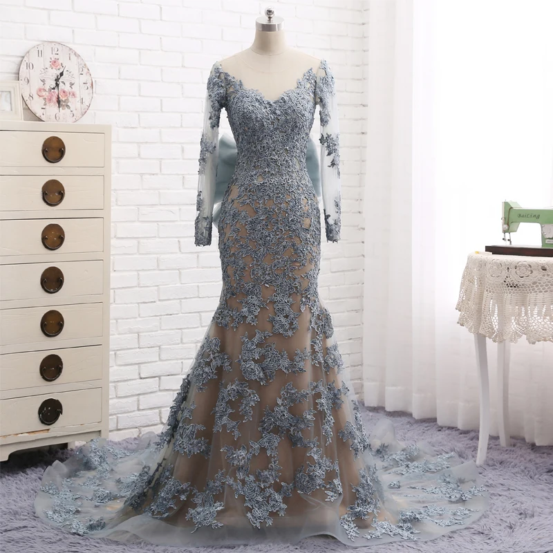 Женское вечернее платье-русалка кружевное платье до пола с открытой спиной 2019 |
