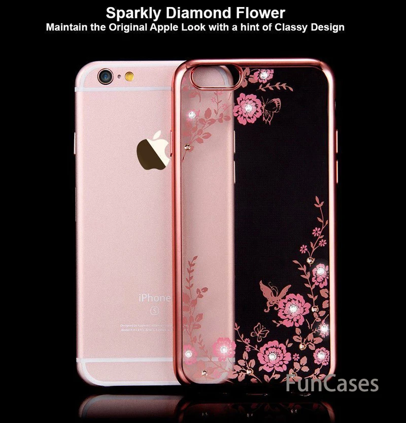Роскошное покрытие Алмазные цветы ТПУ чистый мягкий чехол для iPhone X XS MAX XR 6 6S 7 8 Plus 5