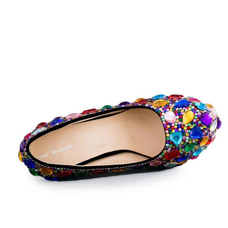 Модная обувь на высоком каблуке ручной работы Разноцветные туфли под свадебное