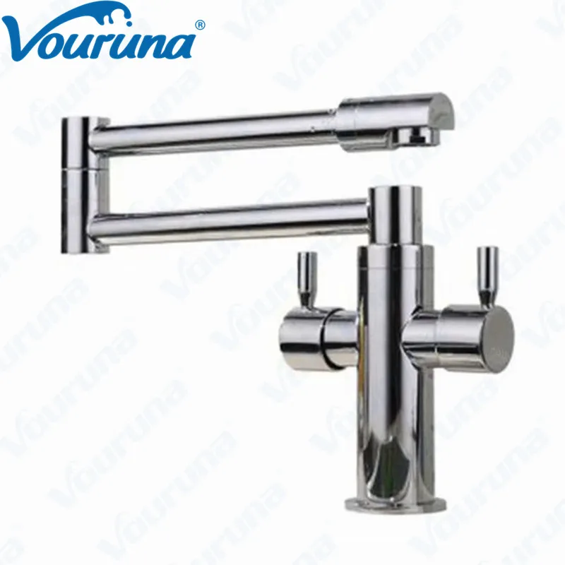 

VOURUNA Solid Brass Extendable Sink Mixer Tap Deck Mounted Foldable Kitchen Faucet Hot And Cold Pot Filler