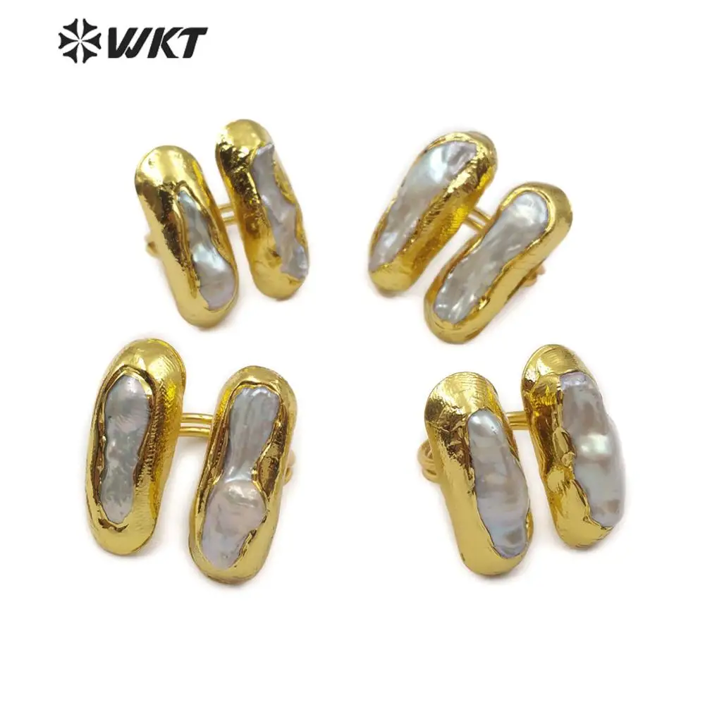 WT-R332 wholesale pearl rings fashion double high quality freshwater ring for women jewelry making | Украшения и аксессуары