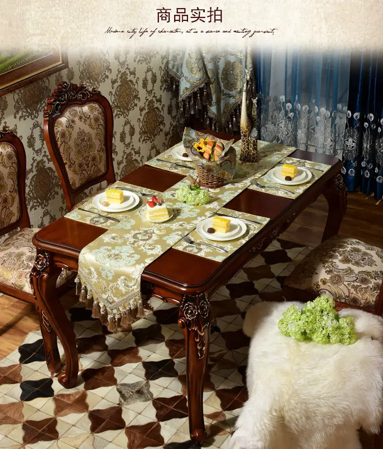 Luxury Gold Silk Jacquard Table Runner Placemat High Quality Jacquard Tablecloth Table Flag Table Kitchen High-grade Supplies D