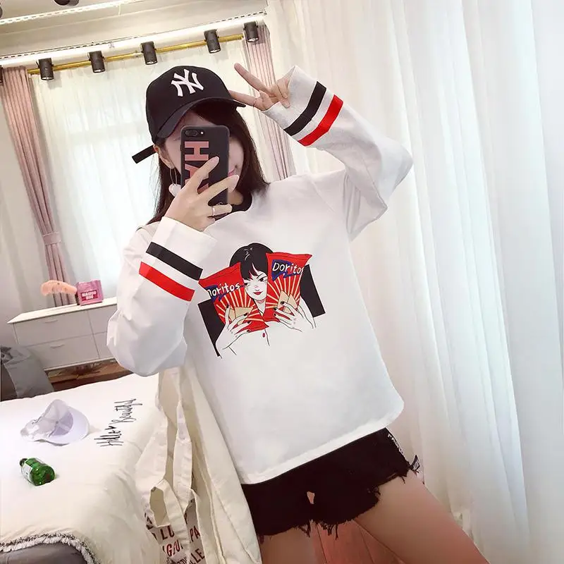 Женские футболки топы японский Kawaii Женская свободная футболка Ulzzang с мультяшным