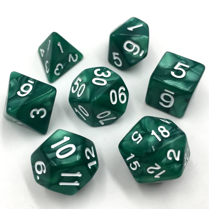 Ролевые игральные кости Rollooo с жемчугом 7 шт. D4 D6 D8 D10 D % D12 D20|Кубики| |
