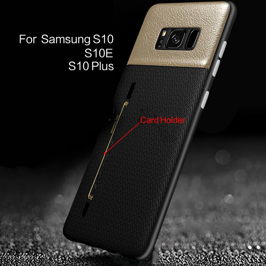 Leather Card Holder Slim Phone Case For Samsung Galaxy S10 Hard Back Cover Thin S10E Plus |