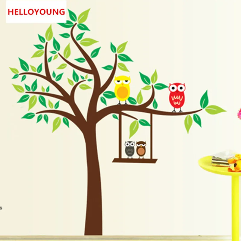 

Настенная Наклейка QT-0035 DIY, универсальные обои с изображением радостных деревьев, настенная Водонепроницаемая Наклейка на стену для телеви...