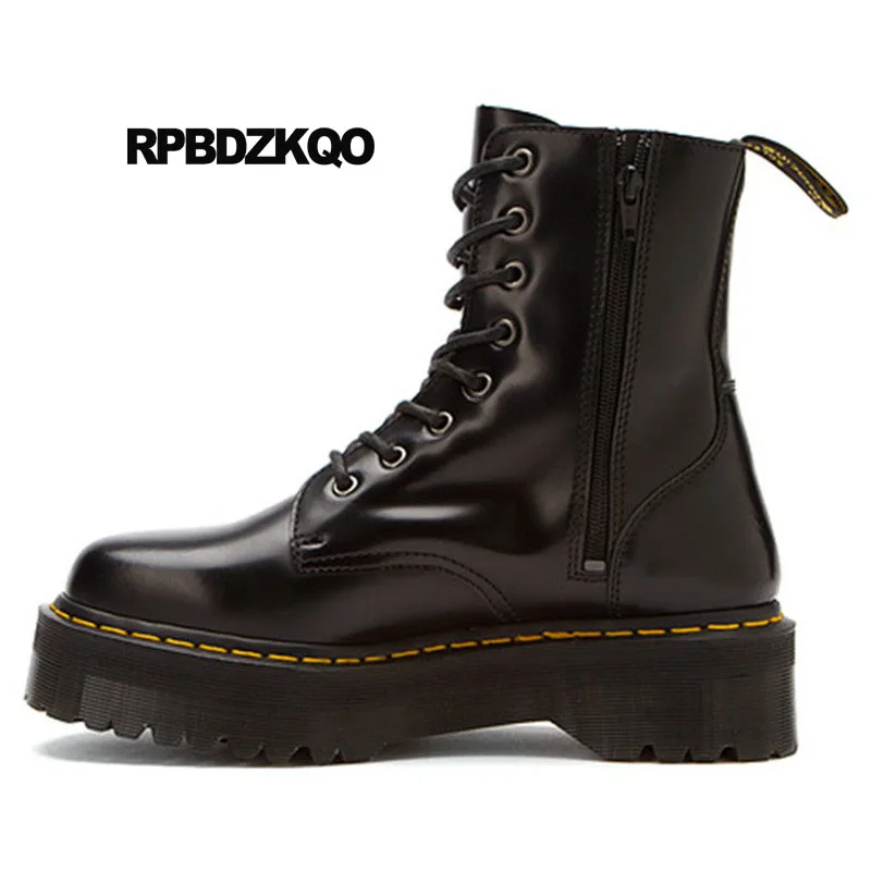 обувь зашнуровать Настоящая кожа 10 черный ботильоны берцы больших размеров мех