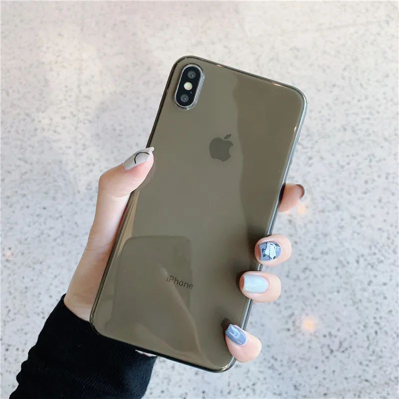 DECOCASE Brief Plain Black Clear Ultra-thin Silicone Shockproof Phone Case for iPhone 6 6s 7 8 Plus X XR XS Max Cover Accessory |