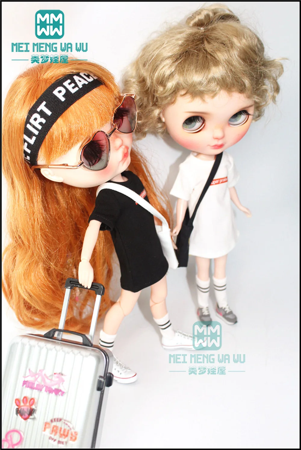 1 шт. Одежда для кукол Blyth белая/Розовая/черная длинная футболка Azone obistu FR 1/6 |