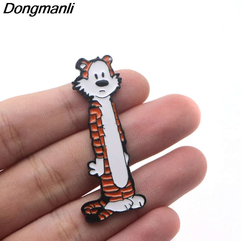 P3680 Dongmanli Hobbes Tigger милые металлические эмалированные булавки и броши для нагрудных штифтов рюкзак сумки значок крутые подарки