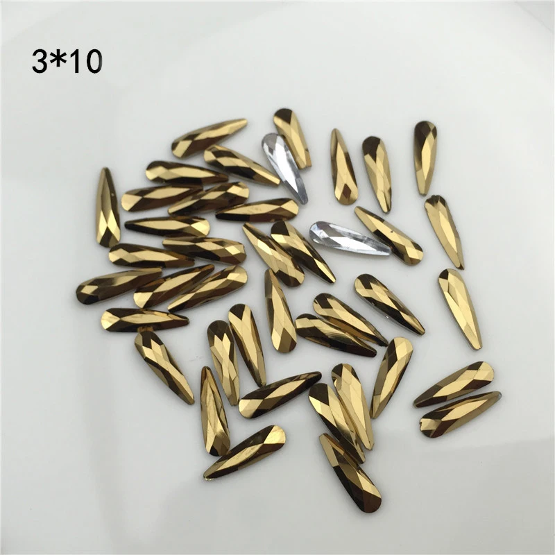 Zziell 20pcs Aurum Nail Art Decorations Stones Crystal Gold Glass Flatback Shape Rhinestones For 3D DIY Design Accessories | Красота и