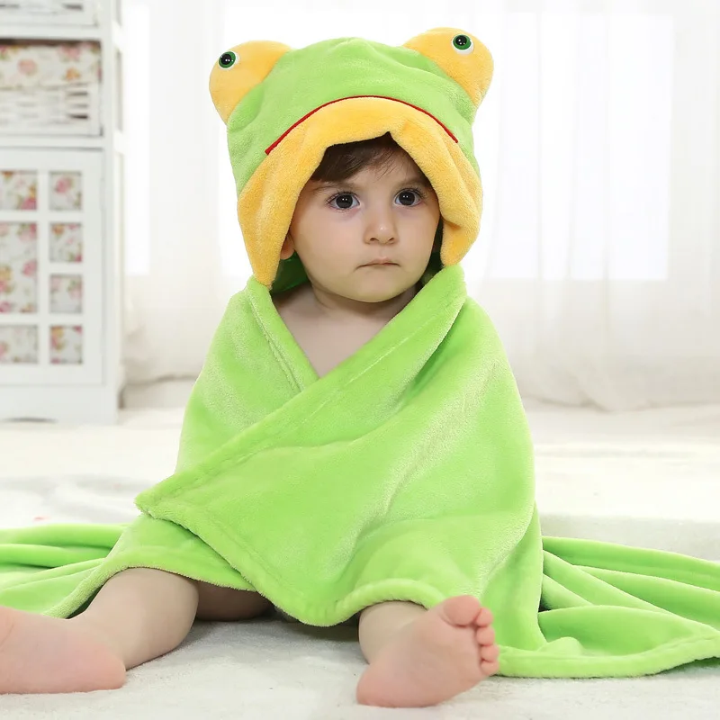 Baby Cartoon Animal Cosplay Photo props Receiving Blanket Flannel Fashion Green Frog Design Newborn Infant Bath Sleeping Robe