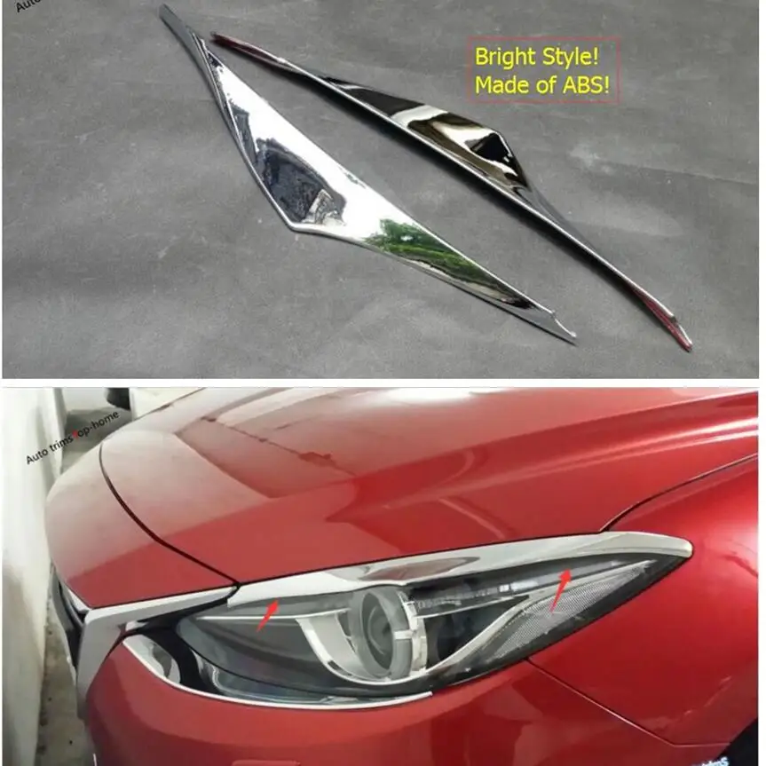 Yimaautoпланки переоборудование экстерьера Комплект для Mazda 3 хром передние фары лампы век бровей полосы крышка отделка