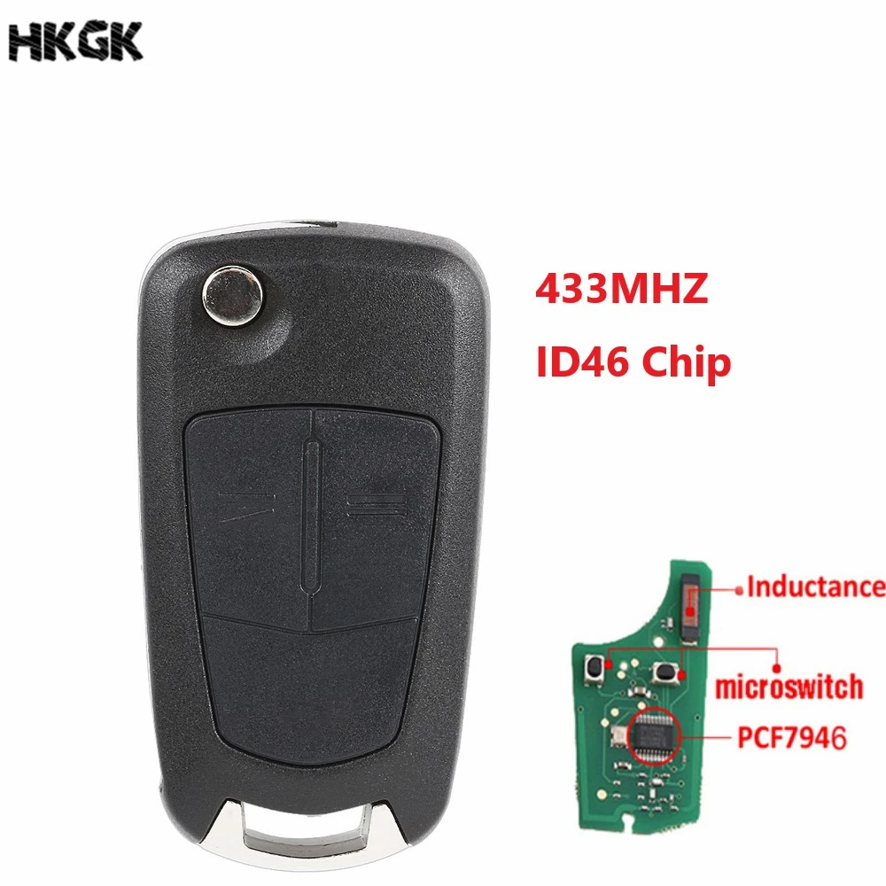 Дистанционный ключ брелок 2 кнопки 433 МГц PCF7946 чип для Vauxhall Opel Astra H Zafira B 2005-2010 пульт дистанционного управления