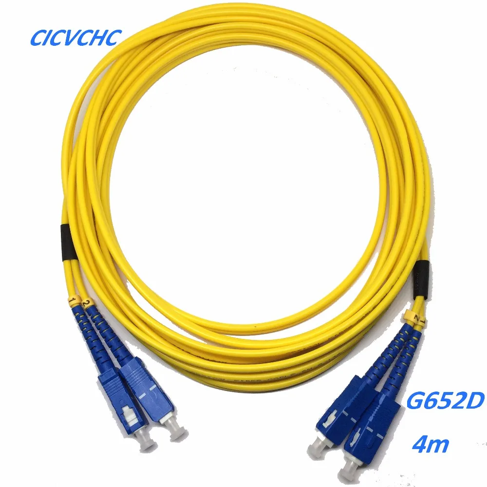 3pcs Duplex-2SC/UPC-2SC/UPC-3.0mm-PVC-SM-Yellow-4m Optical Fiber Patchcord/Jumper