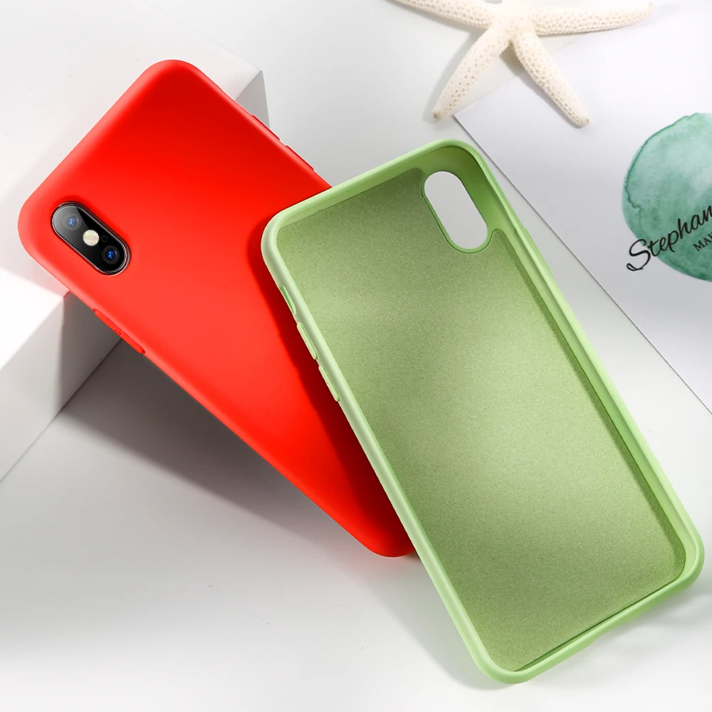 Оригинальный мягкий чехол из жидкого силикона для iPhone XR X XS 6 6s 7 8 защитный ТПУ MAX Plus