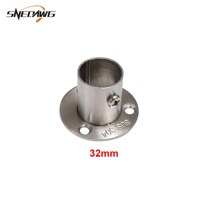 32mm base no cover 2 шт. 19/22/25/32 мм труба фланцевый кронштейн 304 Нержавеющая сталь фланцевый кронштейн настенная розетка вешалка для одежды кронштейн трубы - Цвет: 32mm base no cover