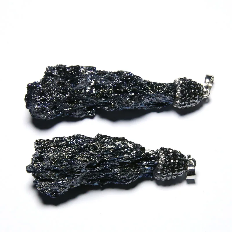 Подвеска из черных камней уникальные натуральные метеориты Tektite минеральные