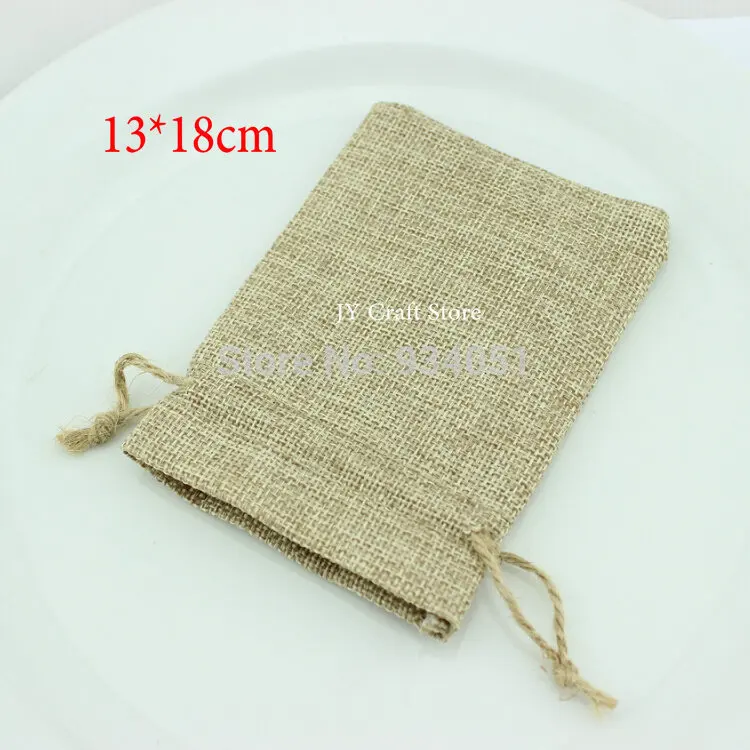

50pcs/lot Blank Linen Bags Fabric Wedding Favor Pouches 13*18cm Drawstring Jewelry Sachet Gift Bags Free Shipping