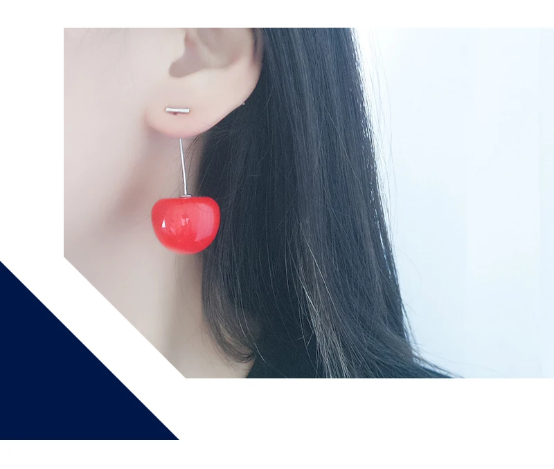 SG новые трендовые 925 пробы серебряные и розовые золотые корейские красные вишни длинные висячие серьги для женщин модные ювелирные изделия подарки
