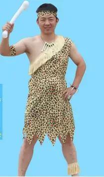 Слоновая кость Cospiay Хэллоуин Родной костюм охотничий леопардовая расцветка дикаря для взрослых и детей платье Одинаковая семейная одежда производительность одежда ambestparty - Цвет: Слоновая кость