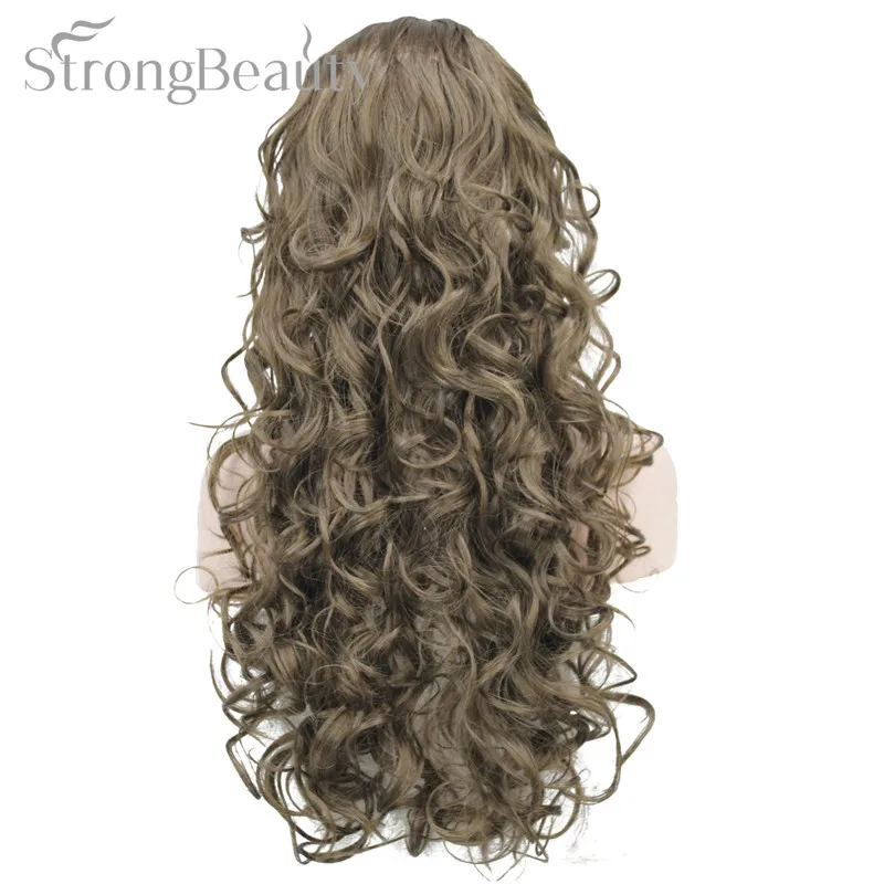 StrongBeauty 26 дюймов синтетический полупарик длинный кудрявый парик с повязками натуральный разрез стиль волос для женщин - Цвет: 10