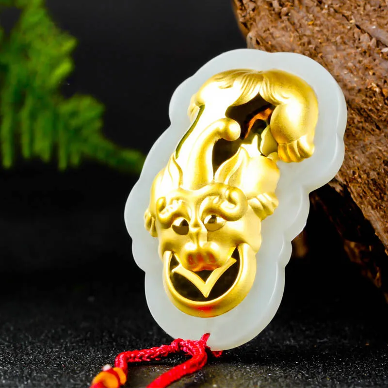 Китайские Нефритовые ювелирные изделия золотой нефритовый кулон Hetian jade pixiu для