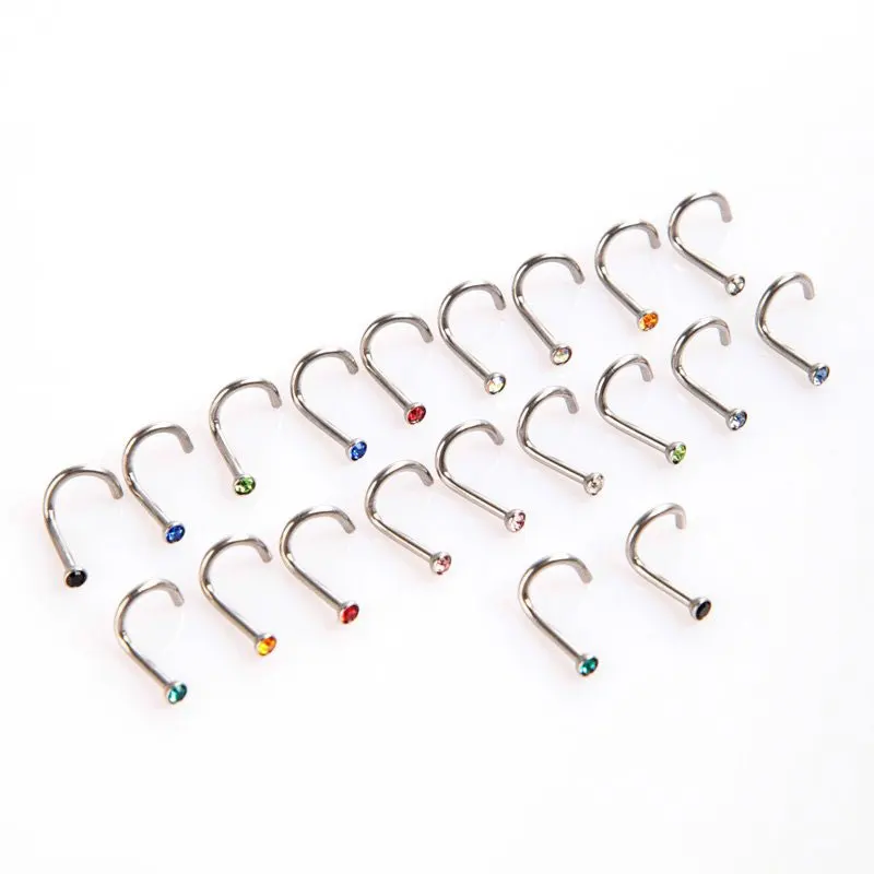 20 шт цветные красочные из нержавеющей стали горный хрусталь тонкогубцы изогнутые шпильки королевская подвеска пирсинг случайный цвет C138