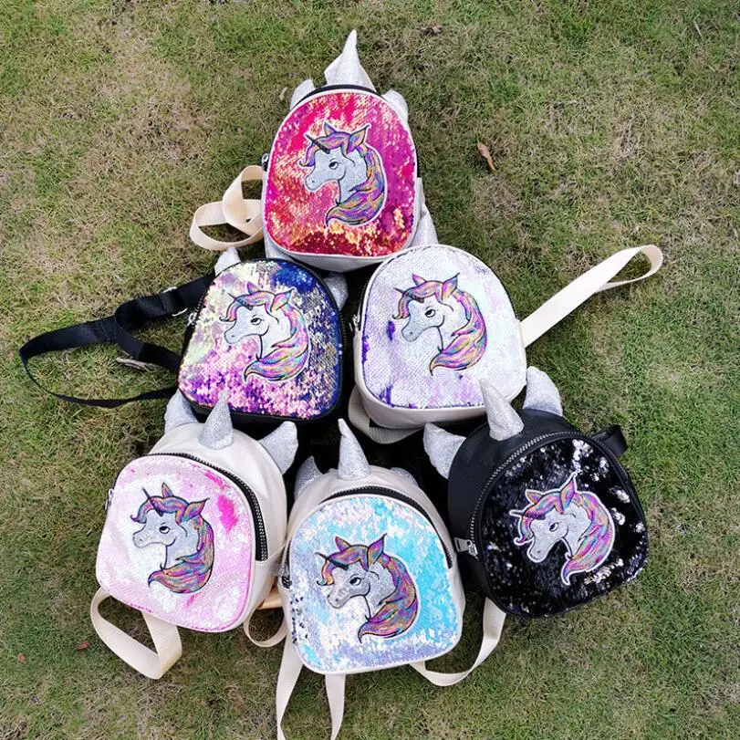 Модный женский рюкзак с блестками милый ранец единорогом подростковые школьные