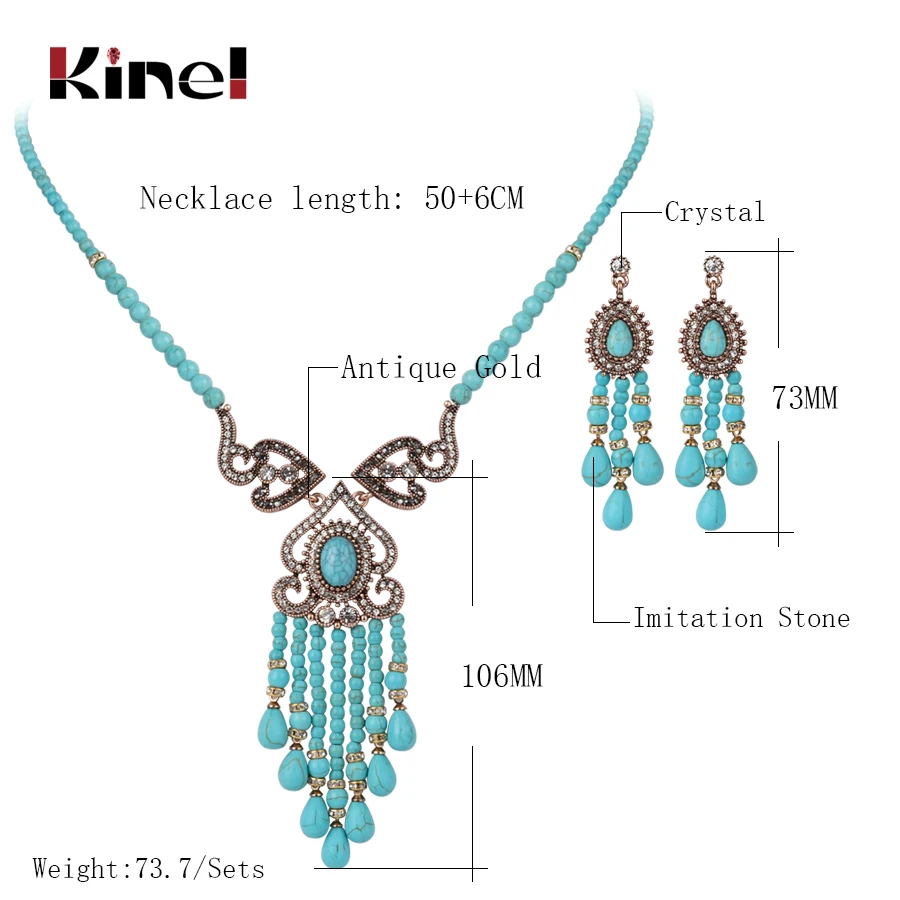 Роскошные винтажные Свадебные Ювелирные наборы Kinel ожерелье и серьги с